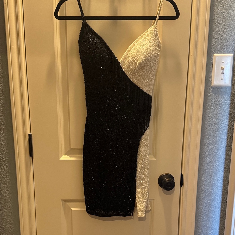 Sherry Hill Black and White Sequin Dress